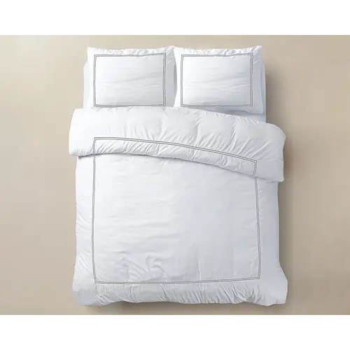 Primaviera DeLuxe Dekbedovertrek Brata Wit Grijs Primaviera DeLuxe Dekbedovertrek Brata Wit Grijs