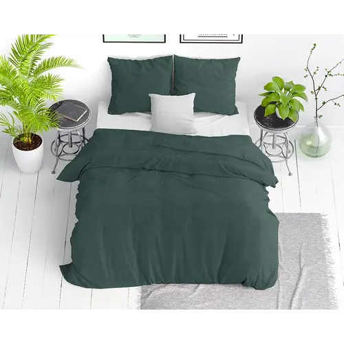 Dreamhouse Dekbedovertrek Stone Washed Donker Groen Dreamhouse Dekbedovertrek Stone Washed Donker Groen