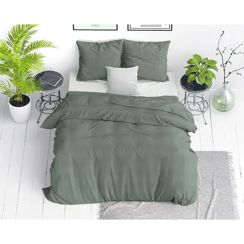 Dreamhouse Dekbedovertrek Stone Washed Groen