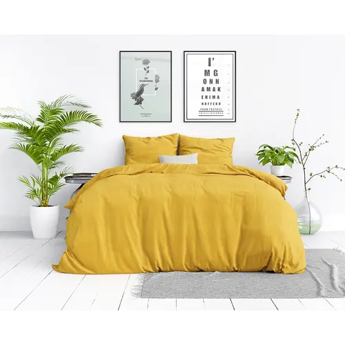 Dreamhouse Dekbedovertrek Stone Washed Geel