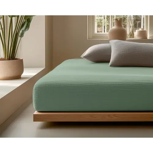 Dreamhouse Hoeslaken Mousseline Groen