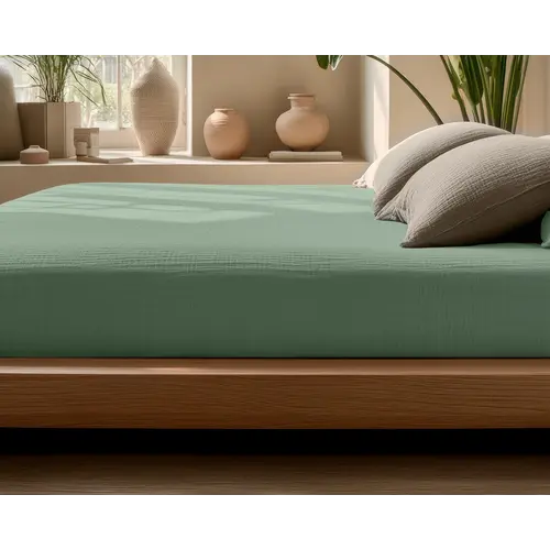 Dreamhouse Hoeslaken Mousseline Groen
