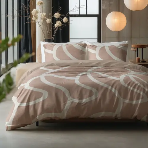 Sleeptime Dekbedovertrek Clay Contours Perzik Sleeptime Dekbedovertrek Clay Contours Perzik