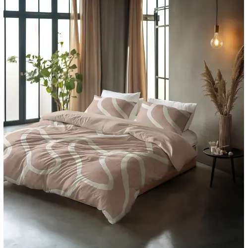 Sleeptime Dekbedovertrek Clay Contours Perzik Sleeptime Dekbedovertrek Clay Contours Perzik