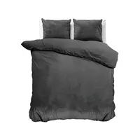 Dekbedovertrek Velvet Uni Antraciet