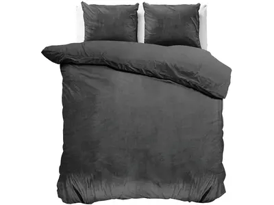 Sleeptime Dekbedovertrek Velvet Uni Antraciet