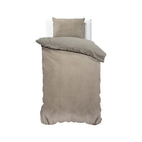 Sleeptime Dekbedovertrek Velvet Uni Taupe Grijs