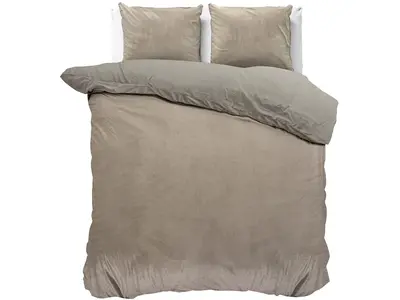 Sleeptime Dekbedovertrek Velvet Uni Taupe Grijs