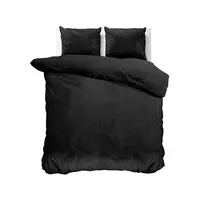 Dekbedovertrek Velvet Uni Zwart