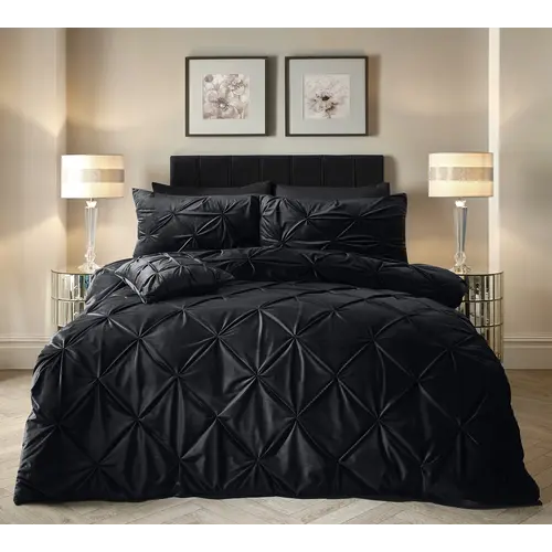 Sleeptime Dekbedovertrek Velvet Pintuck Zwart Sleeptime Dekbedovertrek Velvet Pintuck Zwart