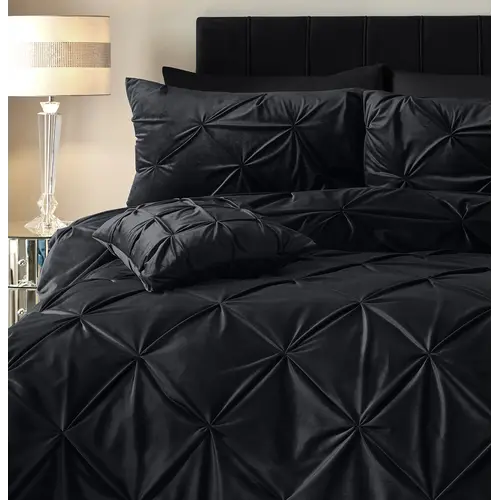 Sleeptime Dekbedovertrek Velvet Pintuck Zwart Sleeptime Dekbedovertrek Velvet Pintuck Zwart