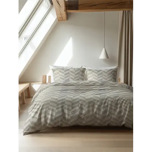 Sleeptime Dekbedovertrek Chevron Beige Zand