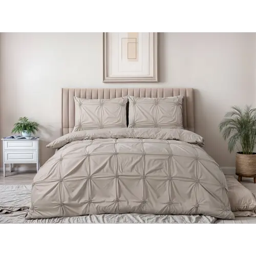Sleeptime Dekbedovertrek Punch Pintuck Taupe Sleeptime Dekbedovertrek Punch Pintuck Taupe