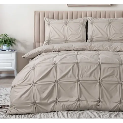 Sleeptime Dekbedovertrek Punch Pintuck Taupe Sleeptime Dekbedovertrek Punch Pintuck Taupe