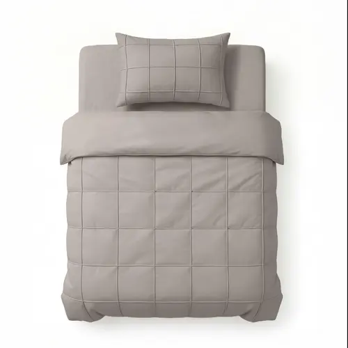 Sleeptime Dekbedovertrek Check Pintuck Grijs Taupe Sleeptime Dekbedovertrek Check Pintuck Grijs Taupe