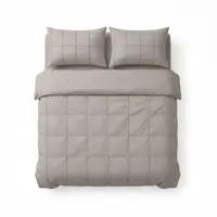 Dekbedovertrek Check Pintuck Grijs Taupe