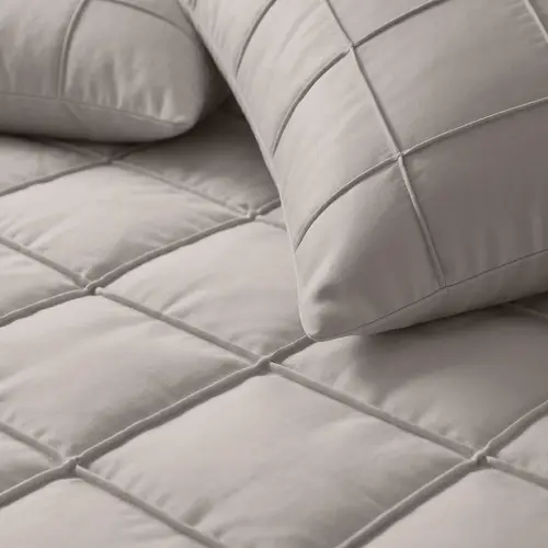 Sleeptime Dekbedovertrek Check Pintuck Grijs Taupe Sleeptime Dekbedovertrek Check Pintuck Grijs Taupe