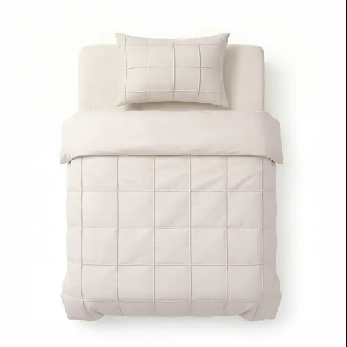 Sleeptime Dekbedovertrek Check Pintuck Beige Sleeptime Dekbedovertrek Check Pintuck Beige