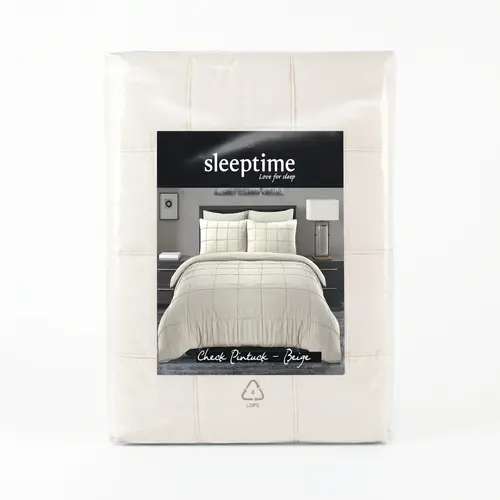 Sleeptime Dekbedovertrek Check Pintuck Beige Sleeptime Dekbedovertrek Check Pintuck Beige