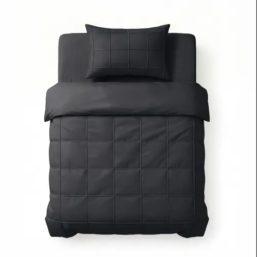 Sleeptime Dekbedovertrek Check Pintuck Zwart Sleeptime Dekbedovertrek Check Pintuck Zwart