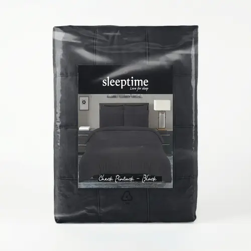 Sleeptime Dekbedovertrek Check Pintuck Zwart Sleeptime Dekbedovertrek Check Pintuck Zwart