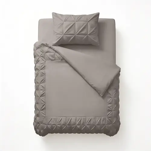 Sleeptime Dekbedovertrek Border Pintuck Grijs Taupe Sleeptime Dekbedovertrek Border Pintuck Grijs Taupe