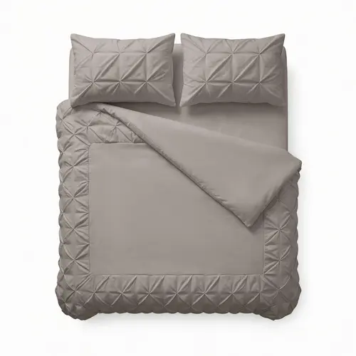 Sleeptime Dekbedovertrek Border Pintuck Grijs Taupe Sleeptime Dekbedovertrek Border Pintuck Grijs Taupe