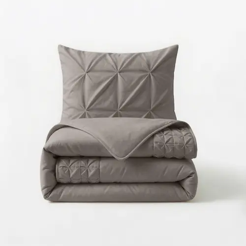 Sleeptime Dekbedovertrek Border Pintuck Grijs Taupe Sleeptime Dekbedovertrek Border Pintuck Grijs Taupe