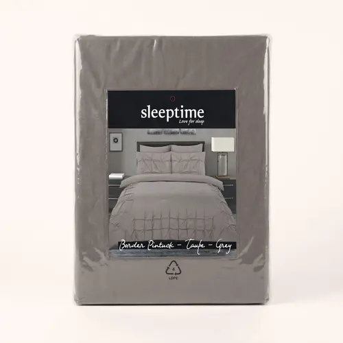 Sleeptime Dekbedovertrek Border Pintuck Grijs Taupe Sleeptime Dekbedovertrek Border Pintuck Grijs Taupe