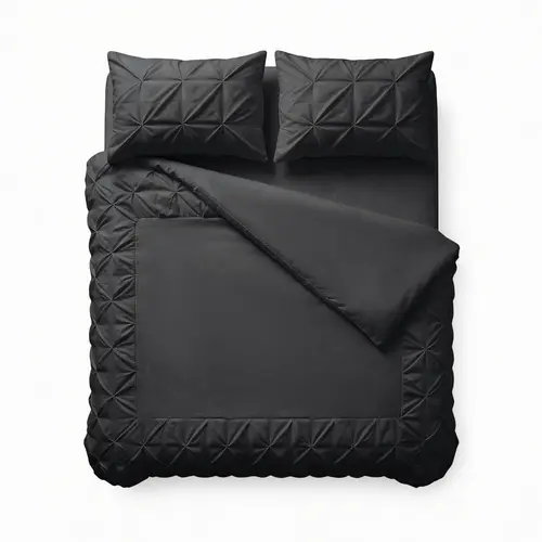 Sleeptime Dekbedovertrek Border Pintuck Zwart Sleeptime Dekbedovertrek Border Pintuck Zwart
