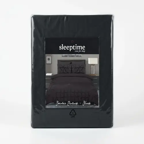 Sleeptime Dekbedovertrek Border Pintuck Zwart Sleeptime Dekbedovertrek Border Pintuck Zwart