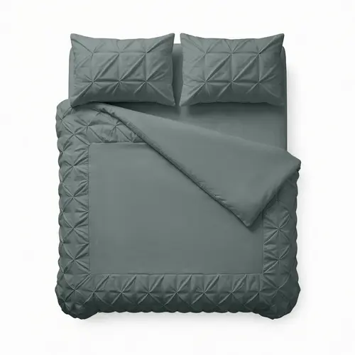 Sleeptime Dekbedovertrek Border Pintuck Groen Sleeptime Dekbedovertrek Border Pintuck Groen
