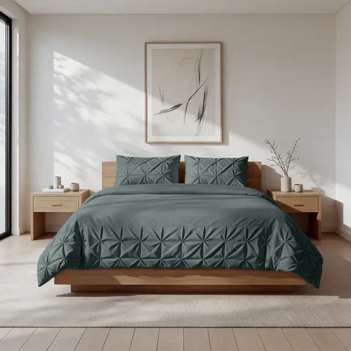 Sleeptime Dekbedovertrek Border Pintuck Groen Sleeptime Dekbedovertrek Border Pintuck Groen