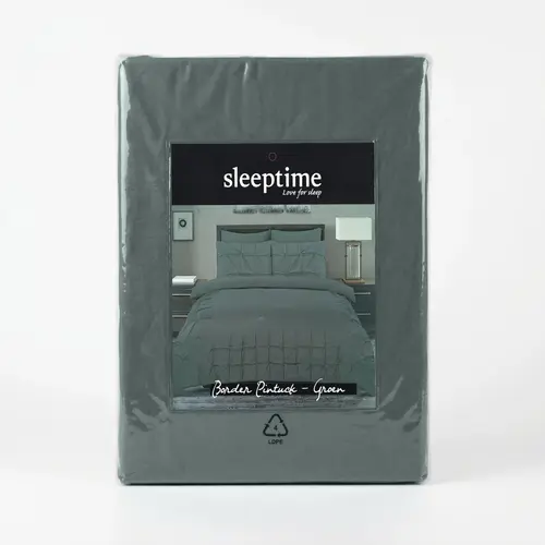 Sleeptime Dekbedovertrek Border Pintuck Groen Sleeptime Dekbedovertrek Border Pintuck Groen