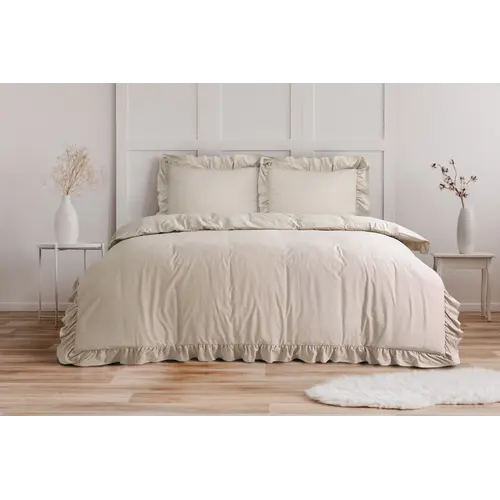 Sleeptime Dekbedovertrek Ruffles Taupe