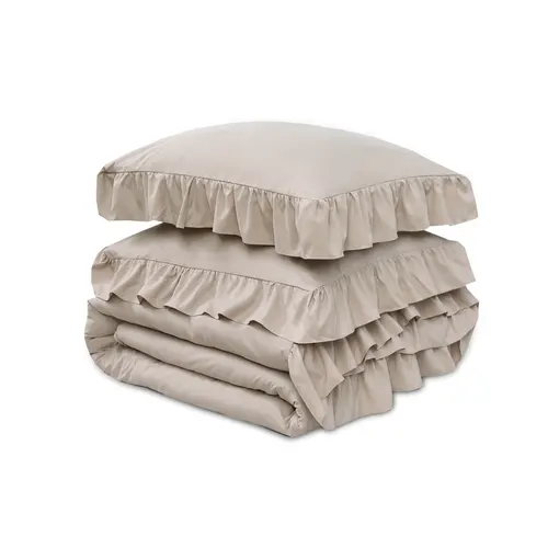 Sleeptime Dekbedovertrek Ruffles Taupe