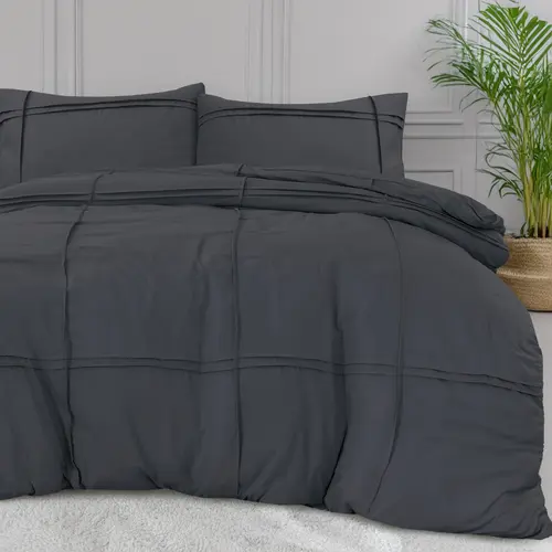 Sleeptime Dekbedovertrek Washed Tufted Antraciet Sleeptime Dekbedovertrek Washed Tufted Antraciet