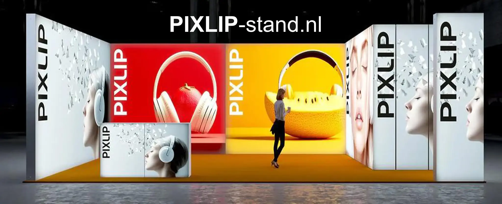 PIXLIP GO L beursstand >20m² met ruime verlichte lichtwanden voor maximale merkimpact