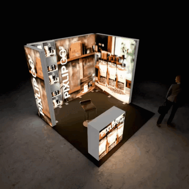PIXLIP S-03 beursstand huren – compacte verlichte instapstand