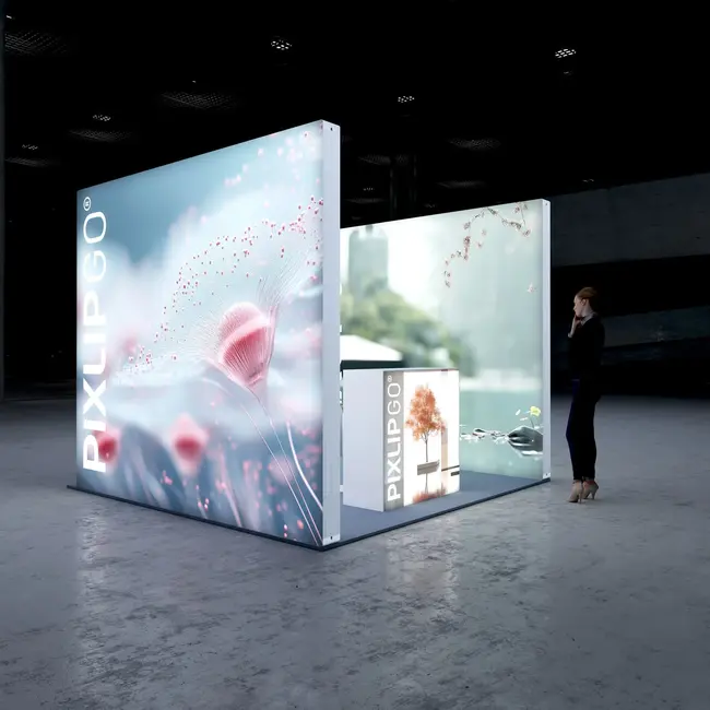 PIXLIP S-10 beursstand huren | Verlichte modulaire LED beursstand met 5 lightboxen