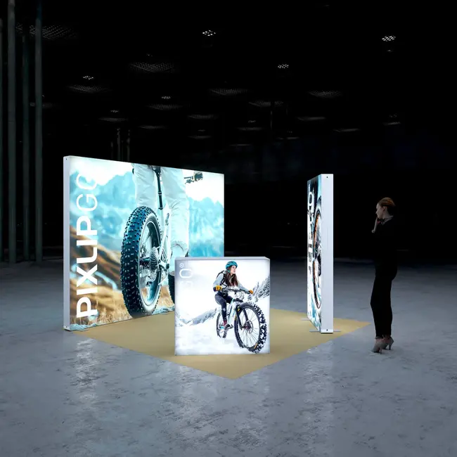 PIXLIP S-12 Beursstand Huren – Complete 3×3 m LED Beursstand inclusief prints, transport en opbouwgemak