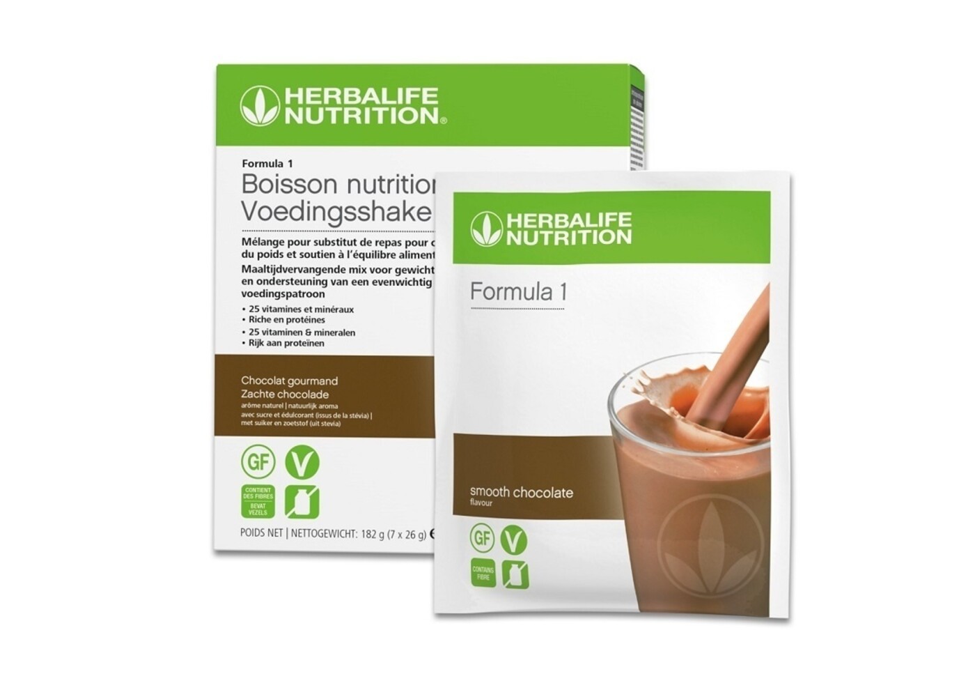 Herbalife Sachets de F1 - Boisson Nutritionnelle Chocolat Gourmand lot de 7 sachets de 26 g