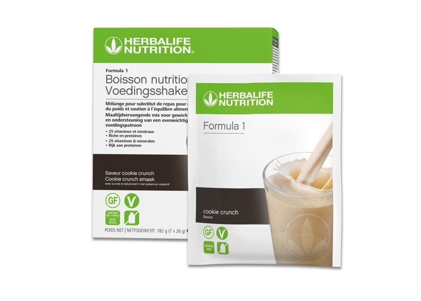 Herbalife Sachets de F1 - Boisson Nutritionnelle Cookie crunch lot de 7 sachets de 26 g