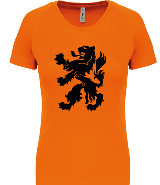 Oranje dames fanshirt grote leeuw