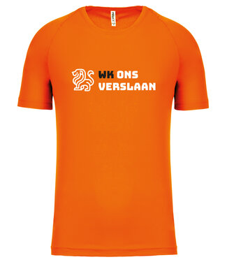 Fanshirt Oranje met tekst "WK  ons verslaan" | Sportshirt Uni versie in kleur Fluo-Oranje