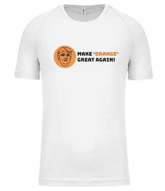 Fan shirt Oranje met tekst "Make Orange Great Again" | Sportshirt Uni versie in kleur Wit