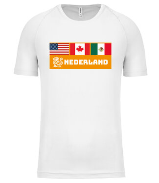 Fan shirt vlaggen | Sportshirt Uni versie in kleur Wit.