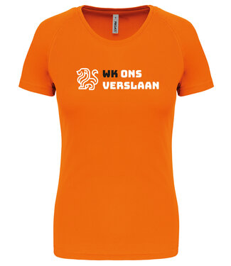 Oranje dames shirt met tekst " WK ons verslaan"