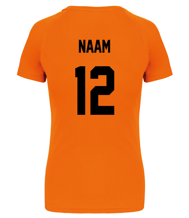 Oranje dames shirt met tekst " WK eraan"