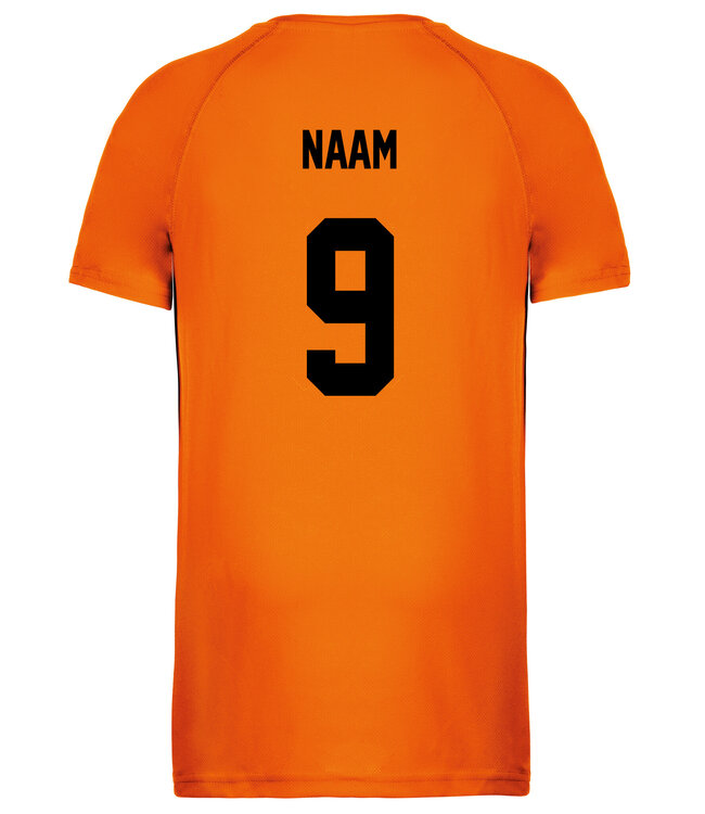 Oranje Fanshirt WK 2026 voor kinderen met tekst "WK niet gaan slapen"